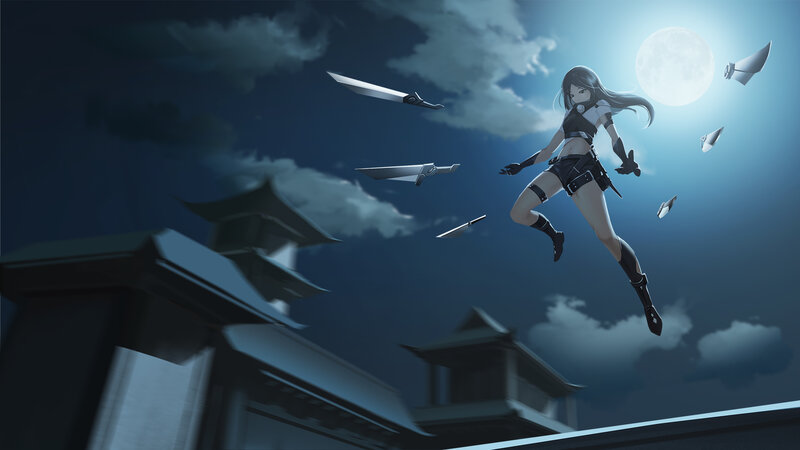 Female Ninja in Flight