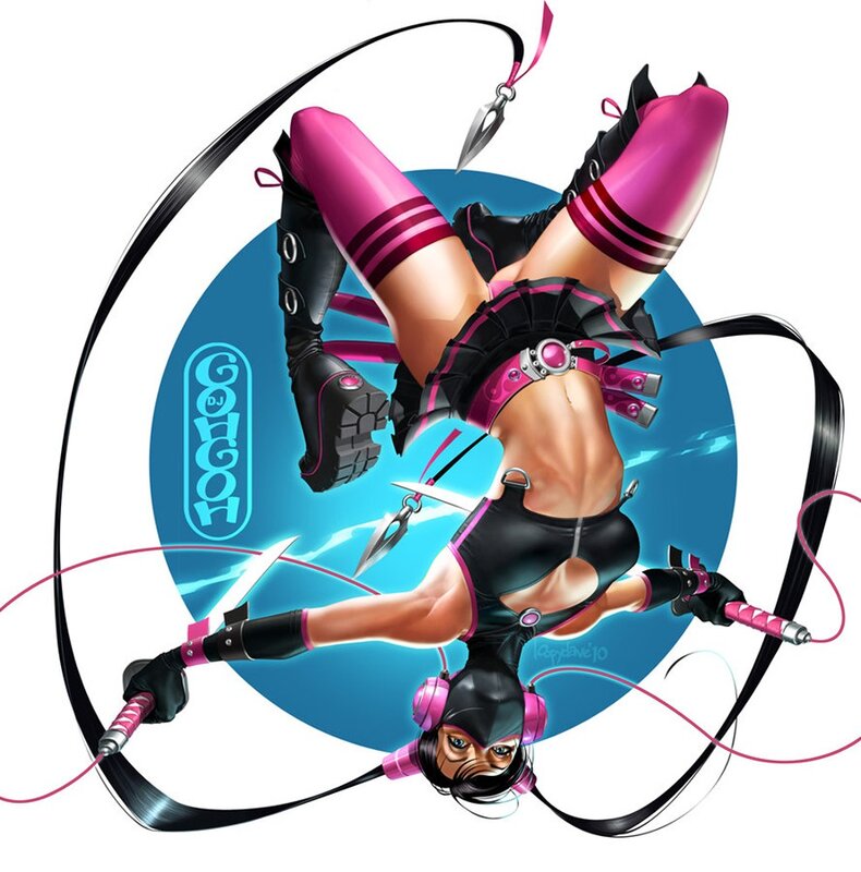 female ninja in pink and black