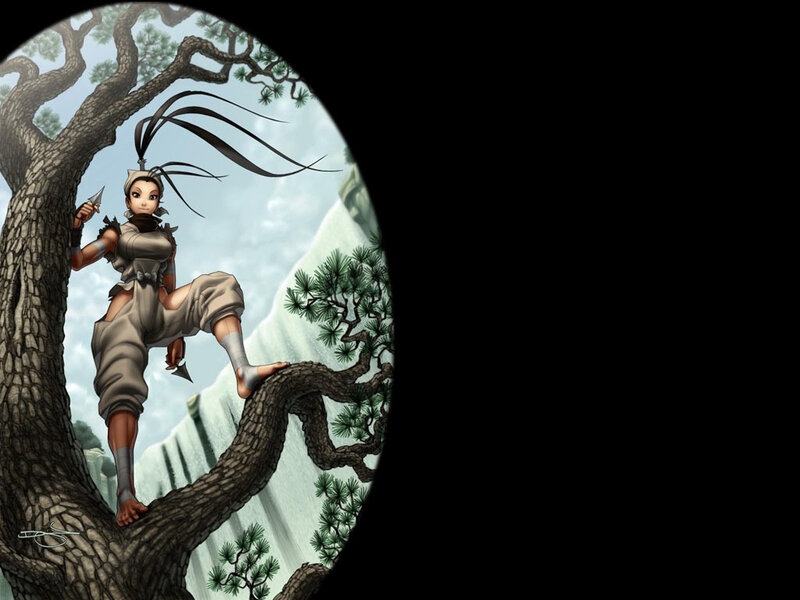 Female Ninja on Tree Branch