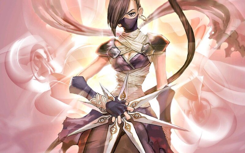 female ninja with shuriken