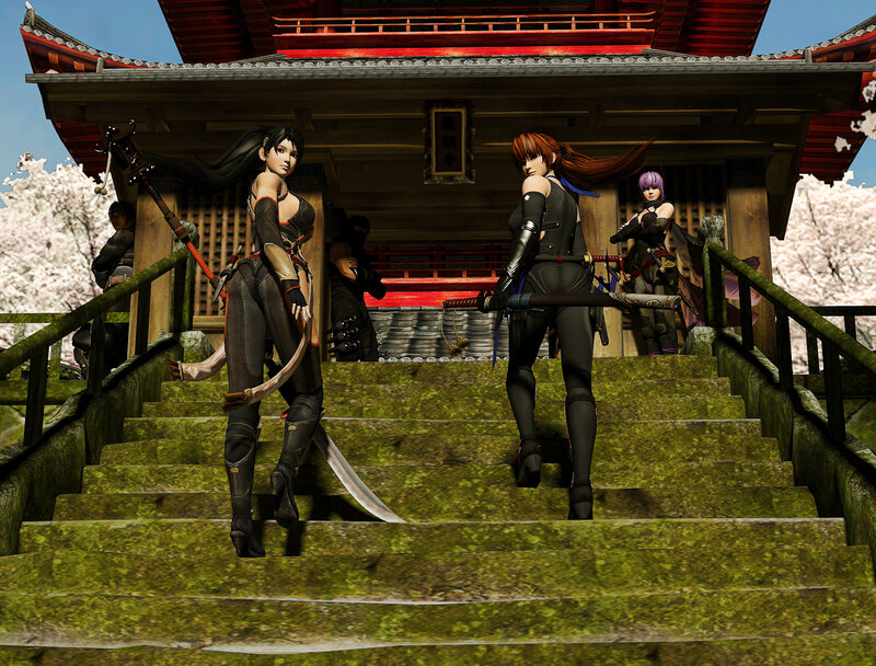 Female Ninjas on Stairs
