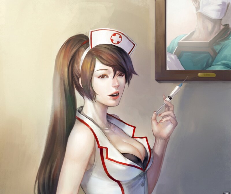 Female Nurse Holding Syringe