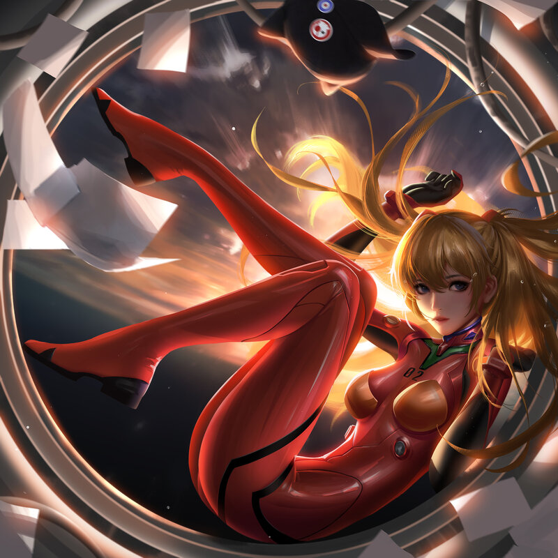 Female Pilot in Red Suit — Dramatic, Digital Art, Red Suit, Long Hair