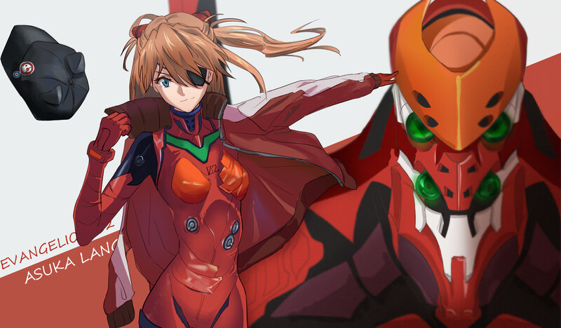 Female Pilot with Mech — Red