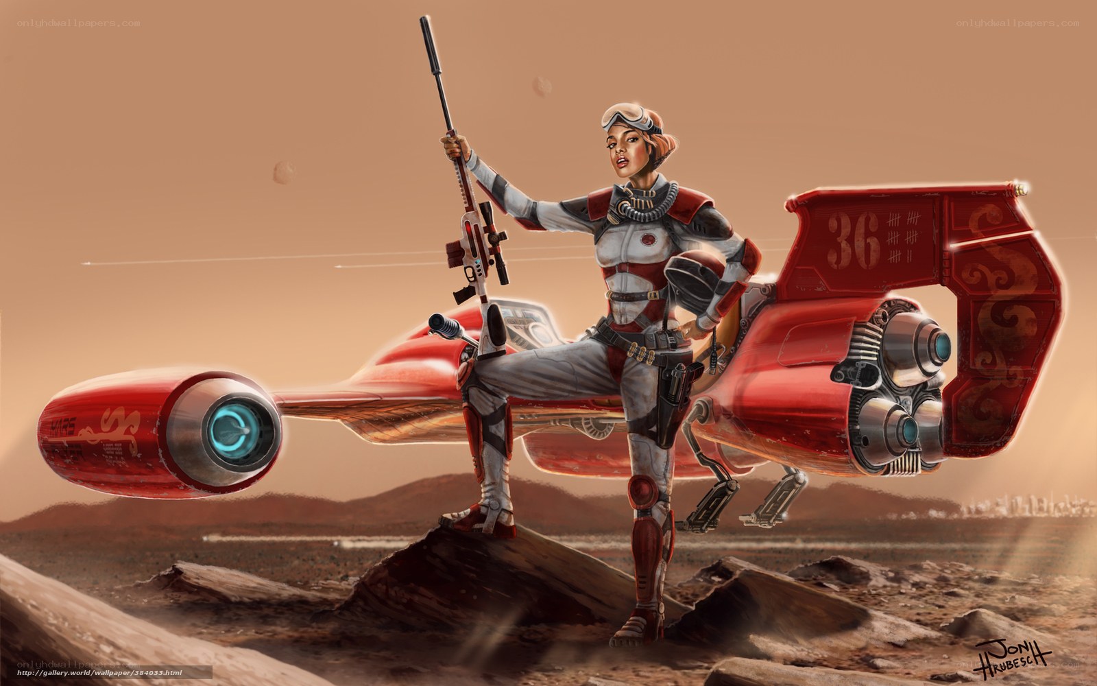 female pilot with red jet