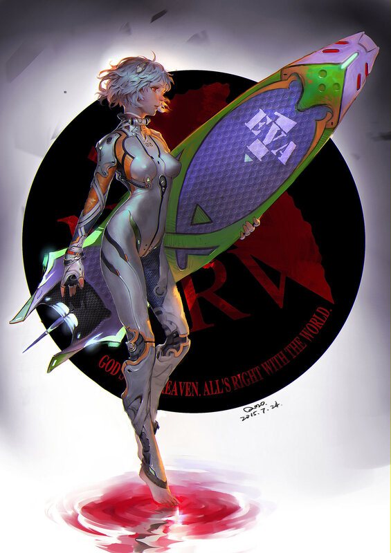 Female Pilot with Surfboard — White
