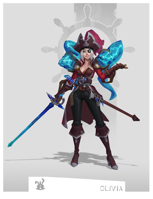 Female Pirate Character — Blue, Confident