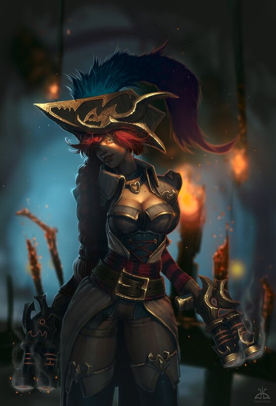 Female Pirate Character — Blue, Dramatic, Night