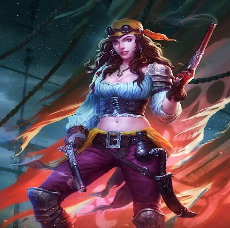 Female Pirate Character — Blue, Dramatic
