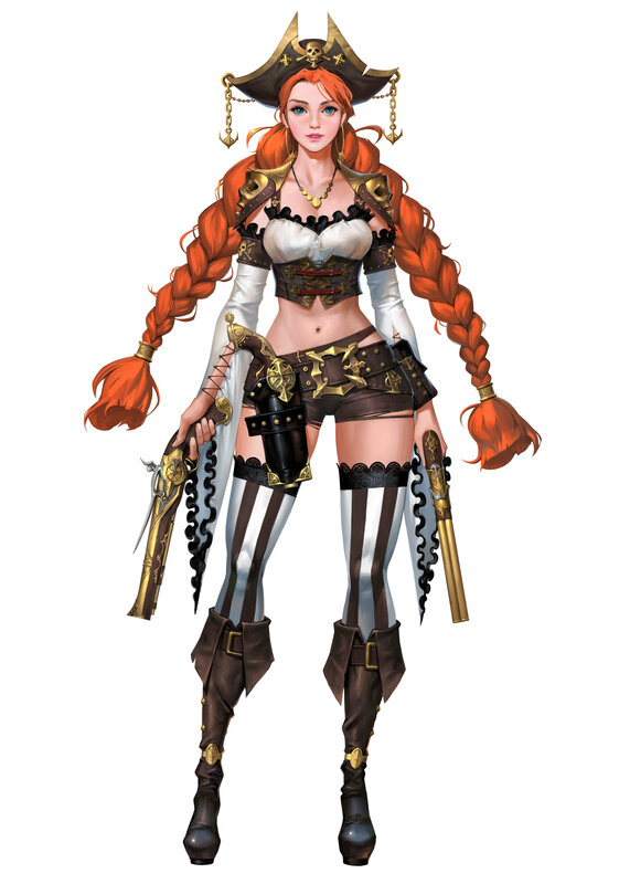 Female Pirate Character — Red