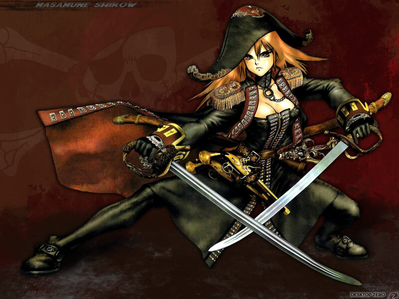 Female Pirate Warrior — Red, Dramatic, Anime