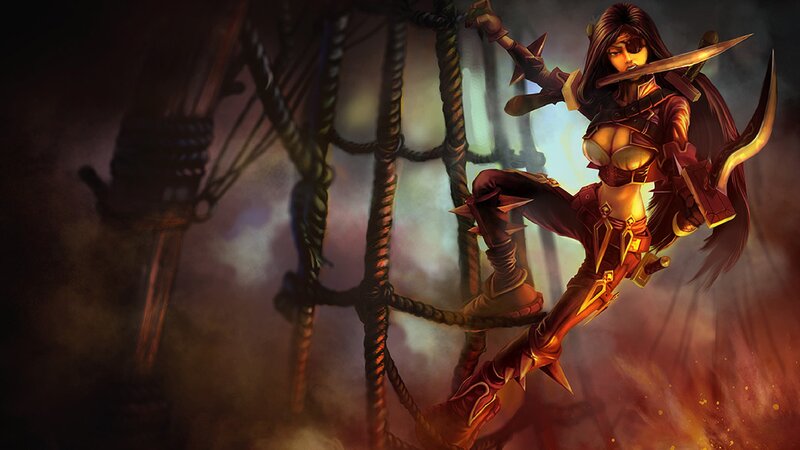 Female Pirate Warrior — Red, Dramatic, Night