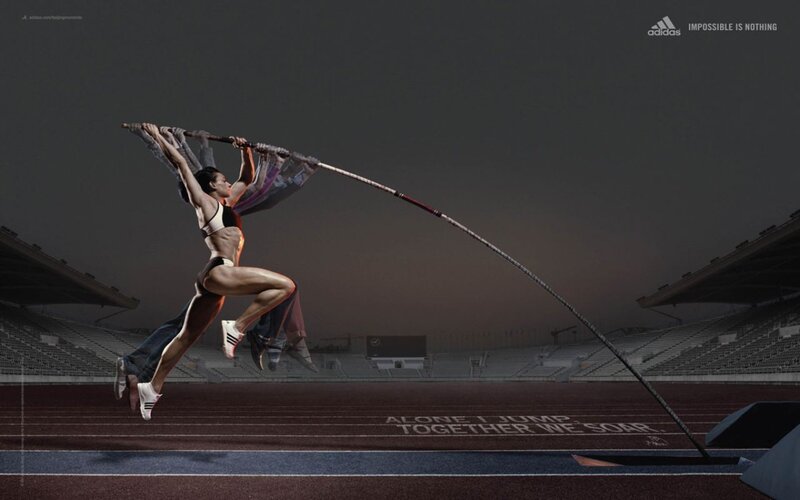 Female Pole Vaulter — Gray, Dramatic