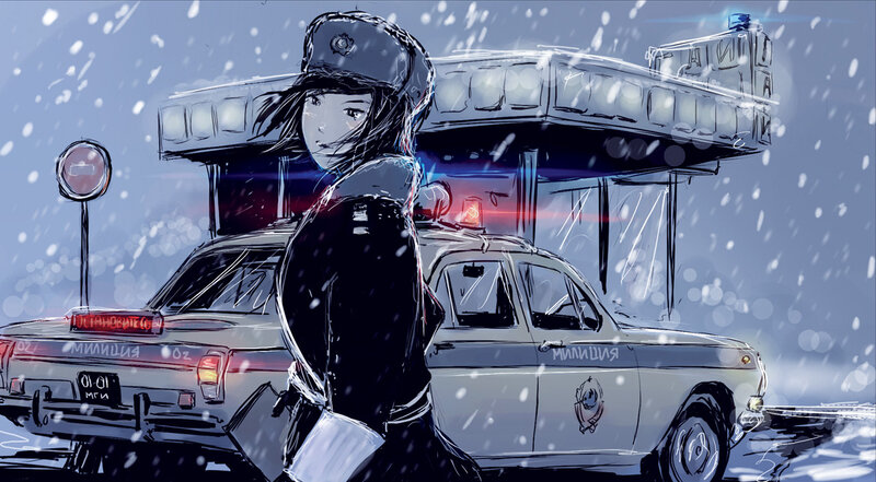 Female Police Officer — Blue, Dramatic, Winter
