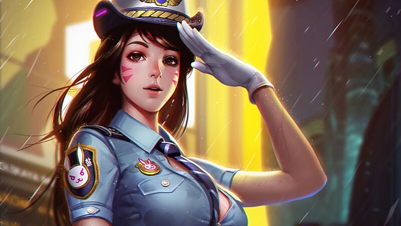 Female Police Officer Saluting