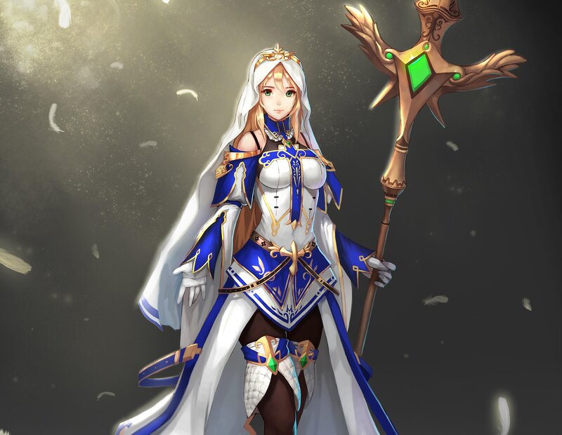 Female Priest Character — White