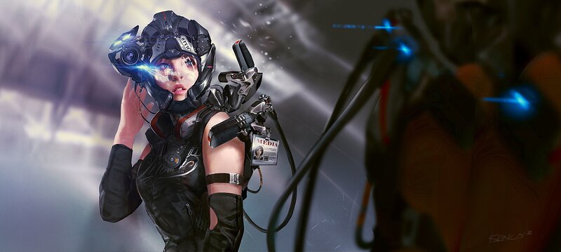 Female Reporter in Armor — Black
