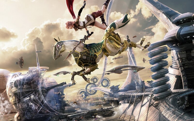 Female Rider on Mechanical Horse — Gold, Dramatic