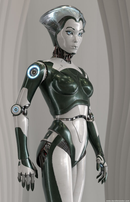 Female Robot Figure — Green