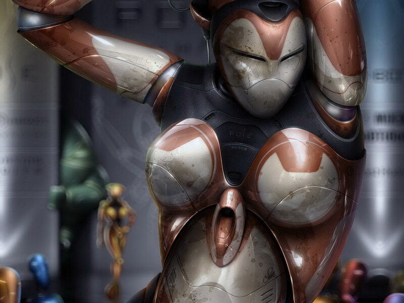 Female Robot in Armor