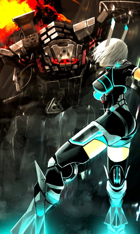 Female Robot in Combat — Black