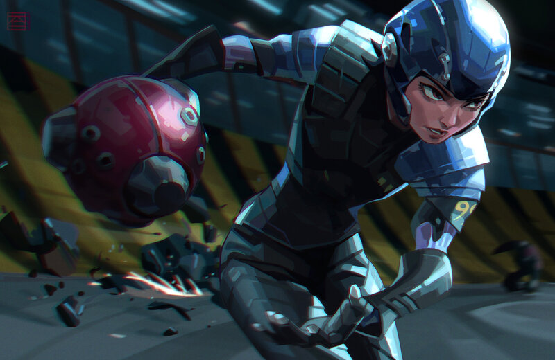 Female Robot in Combat