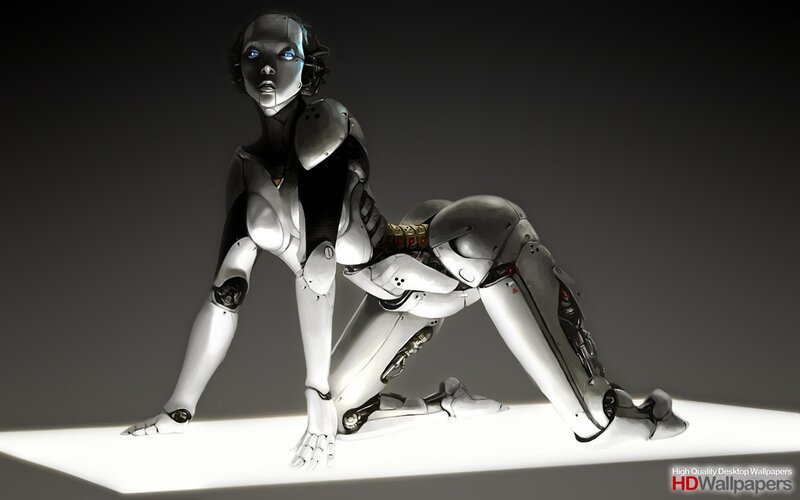 Female Robot in Crouching Pose