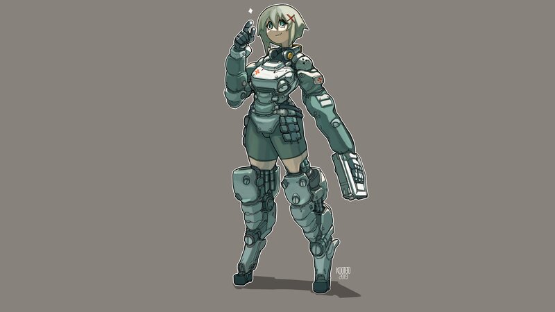 Female Robot Soldier — Gray