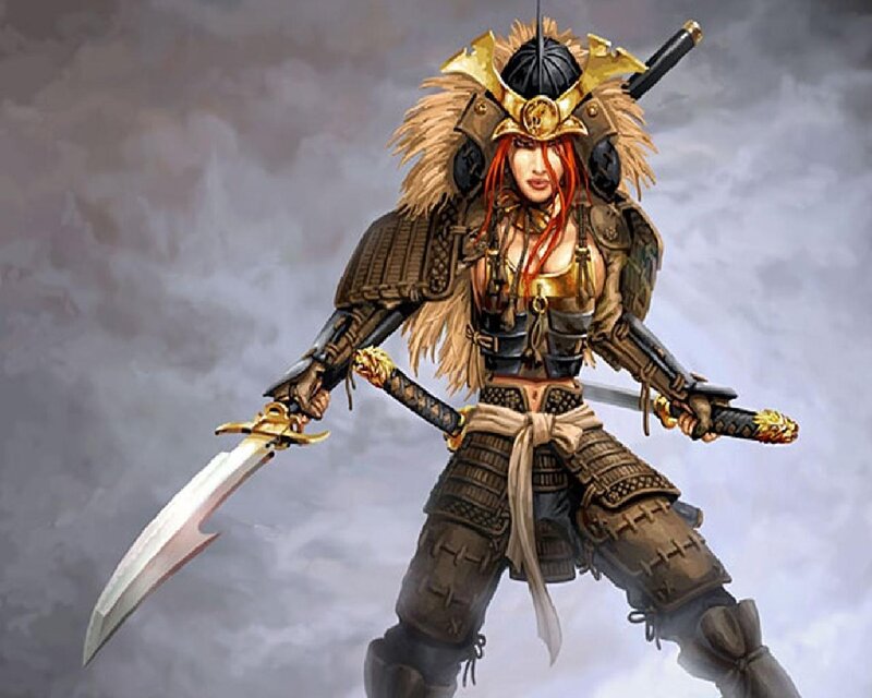 Female Samurai Warrior — Brown, Dramatic