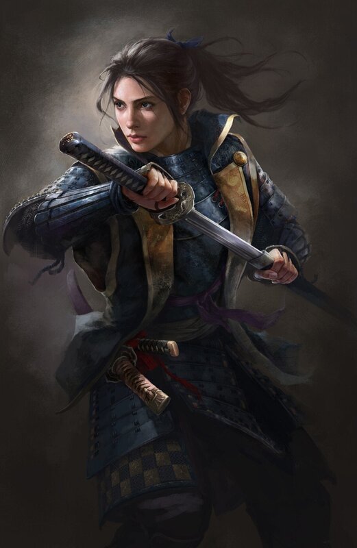 Female Samurai Warrior — Gray