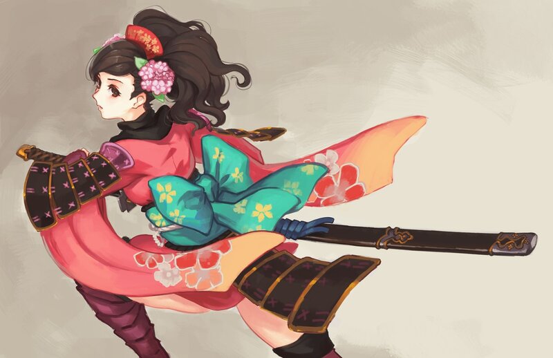 Female Samurai Warrior — Pink, Dynamic