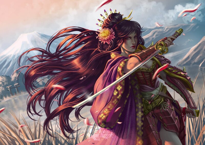 Female Samurai Warrior — Purple, Dramatic, Spring