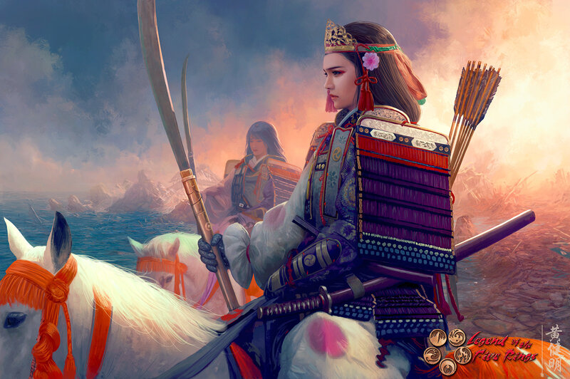 Female Samurai Warrior — Purple, Dramatic, Sunset