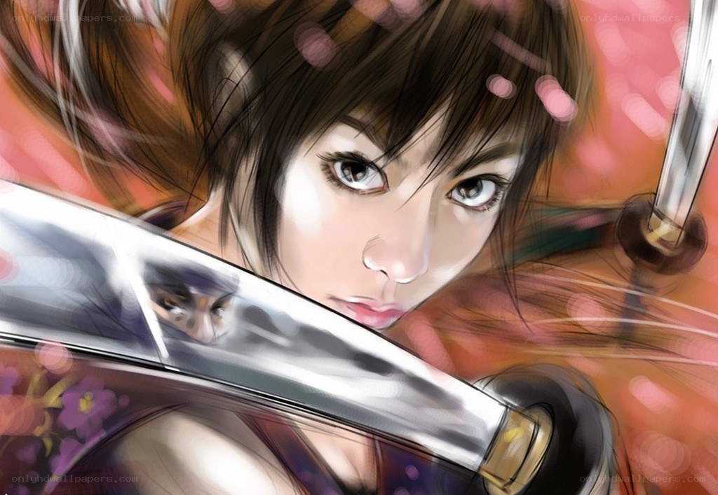 female samurai with sword