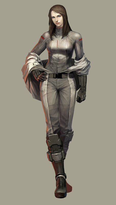 female sci-fi soldier character