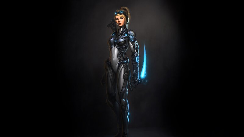 Female Sci-fi Warrior — Black