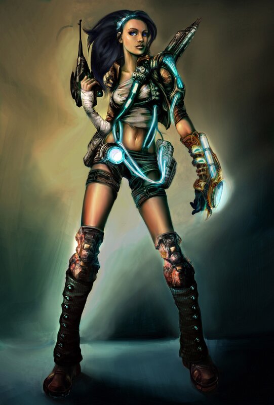 Female Sci-fi Warrior — Blue