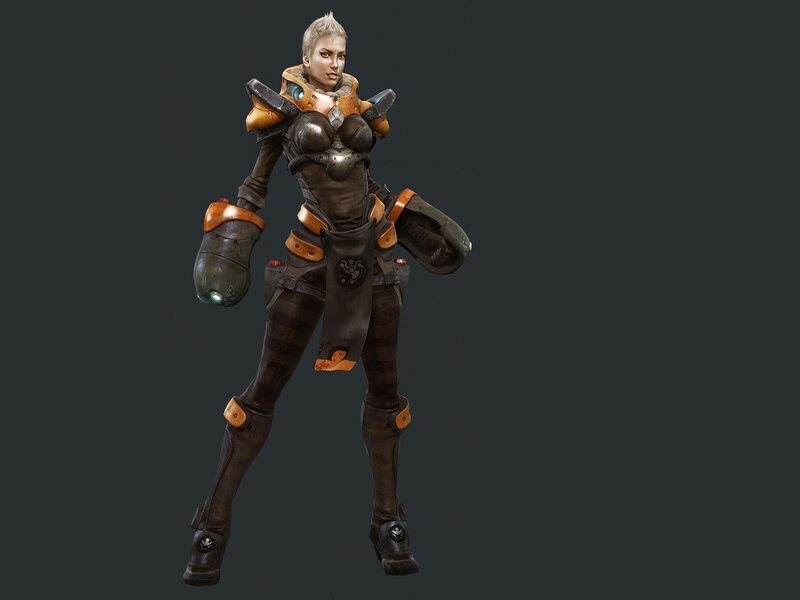 female sci-fi warrior character