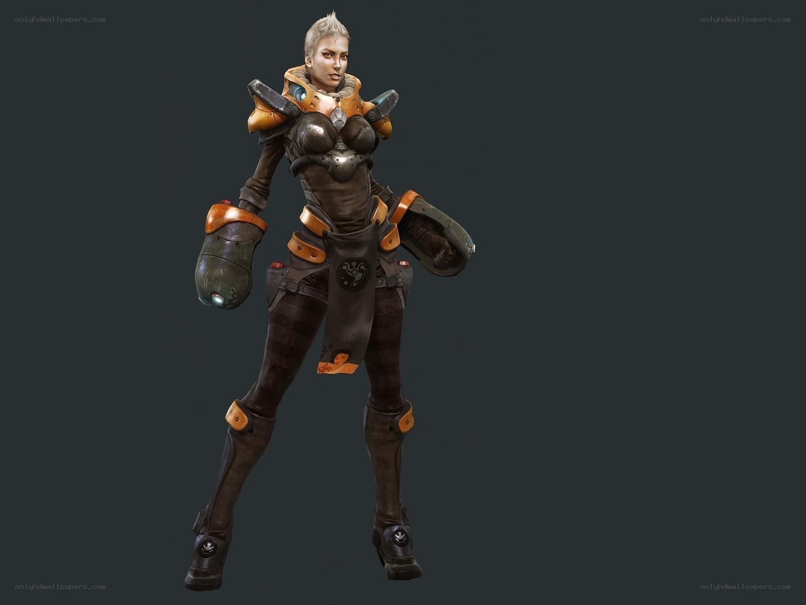 female sci-fi warrior character