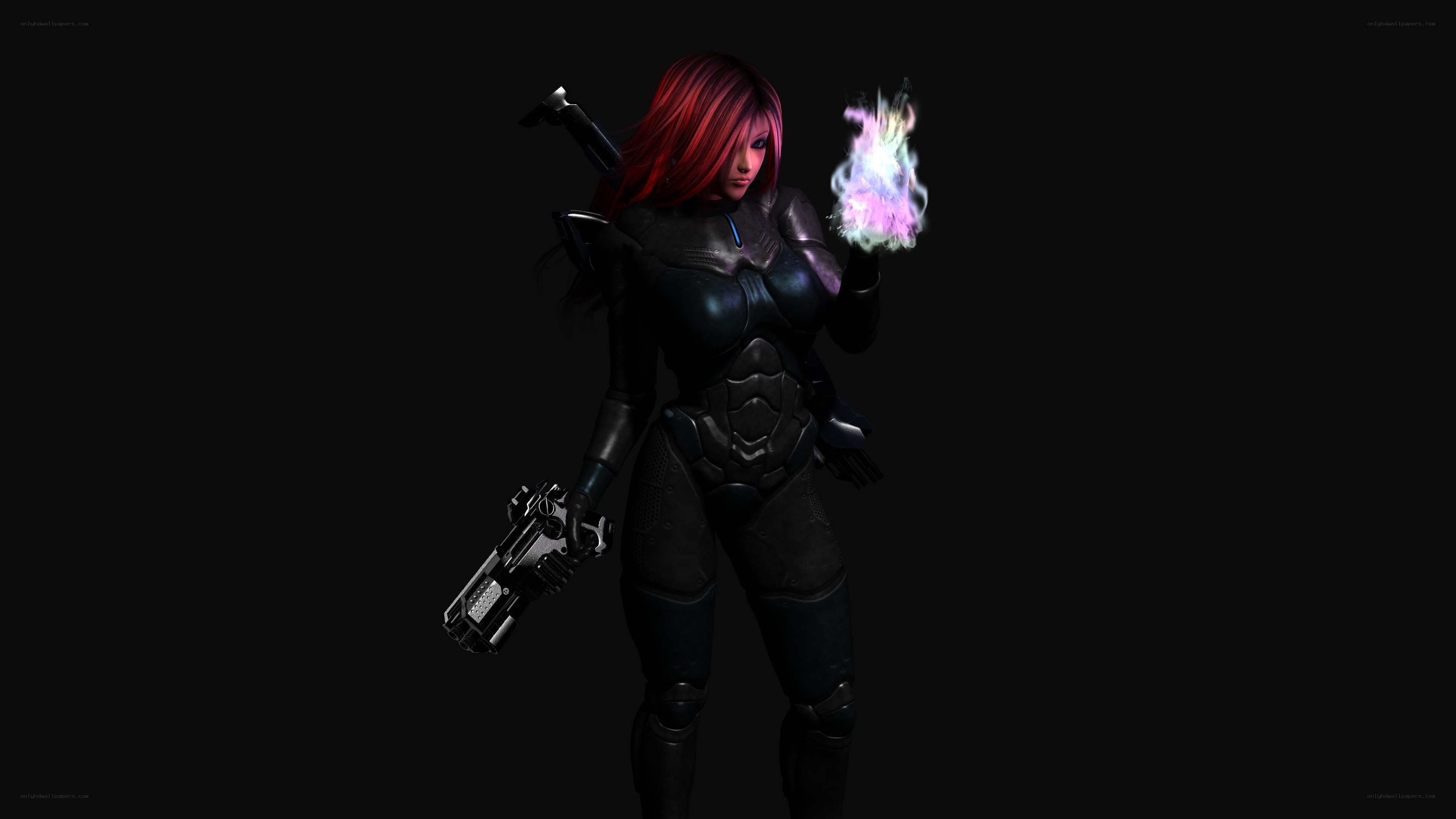 female sci-fi warrior with energy