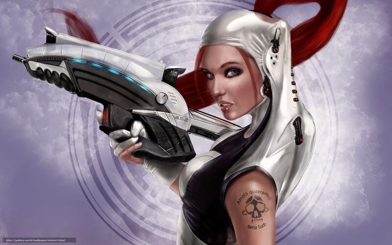 female sci-fi warrior with weapon