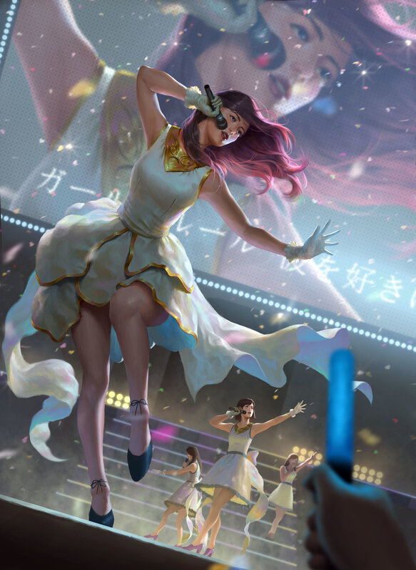 Female Singer on Stage — White