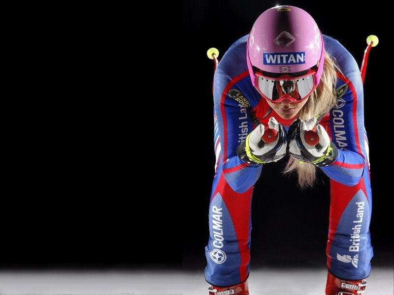 female skier in racing gear