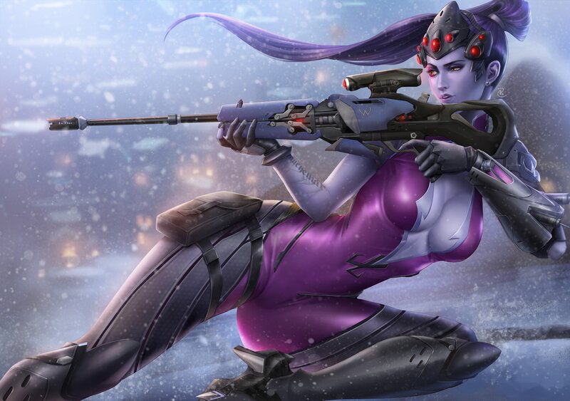 Female Sniper in Purple Suit