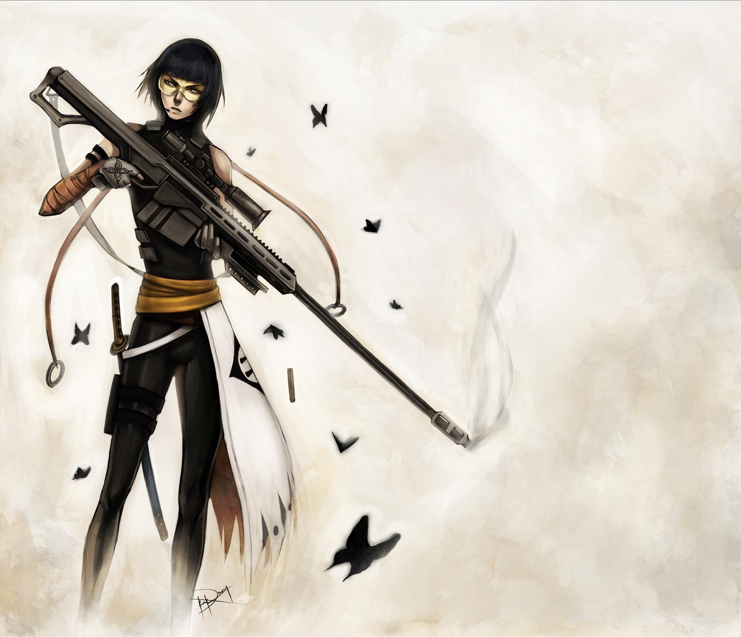 female sniper with rifle