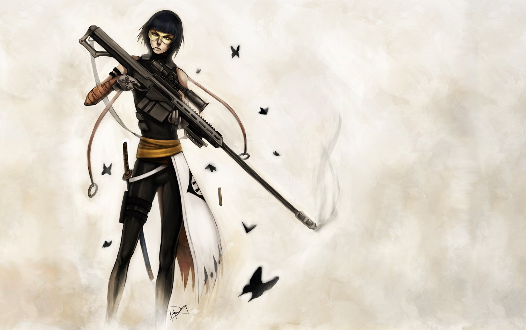 female sniper with rifle