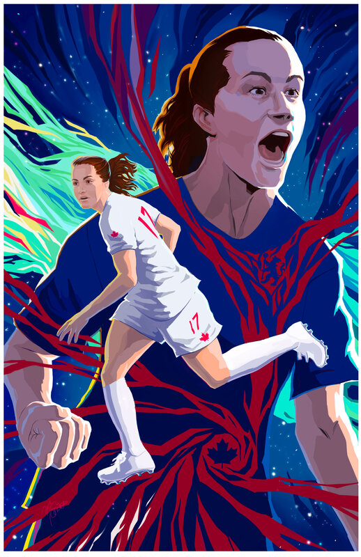 Female Soccer Player — Blue