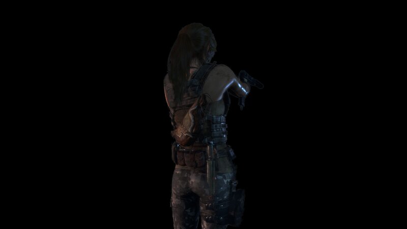 Female Soldier Holding Gun