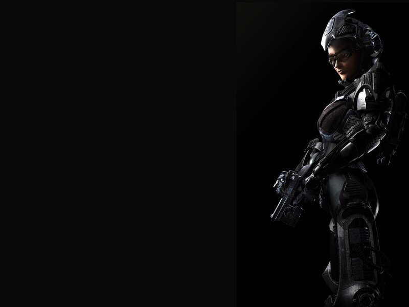 Female Soldier in Armor — Black, Dramatic, 3d Render