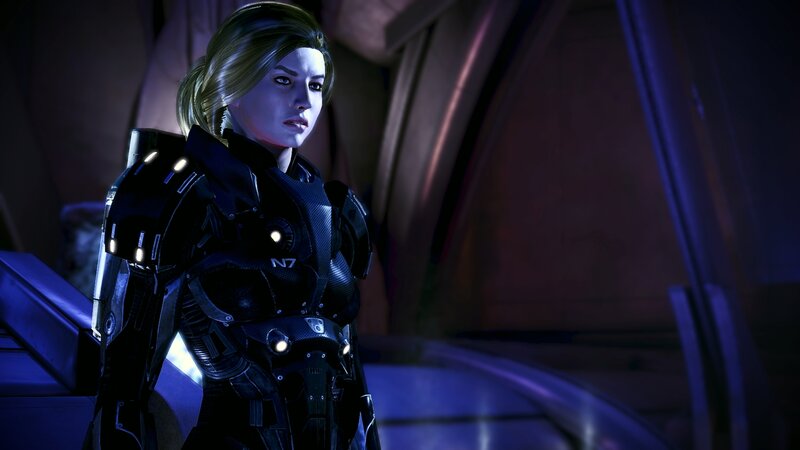 Female Soldier in Armor — Black, Dramatic, Night, 3d Render